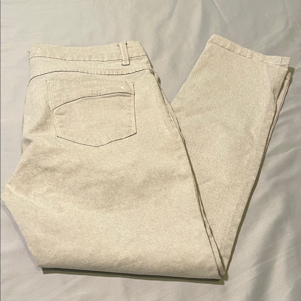 Beija-Flor light Gray Beige Straight-Leg Jeans Size 12 Audrey Ankle Stretch